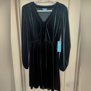 Draper James Hunter Green Velvet Long Sleeve Dress